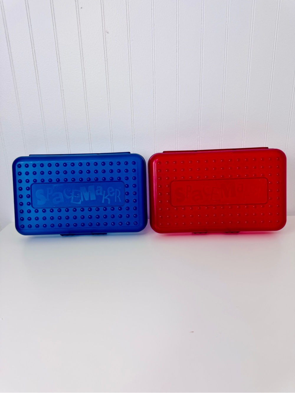 Vintage Red & Blue Spacemaker Pencil Boxes